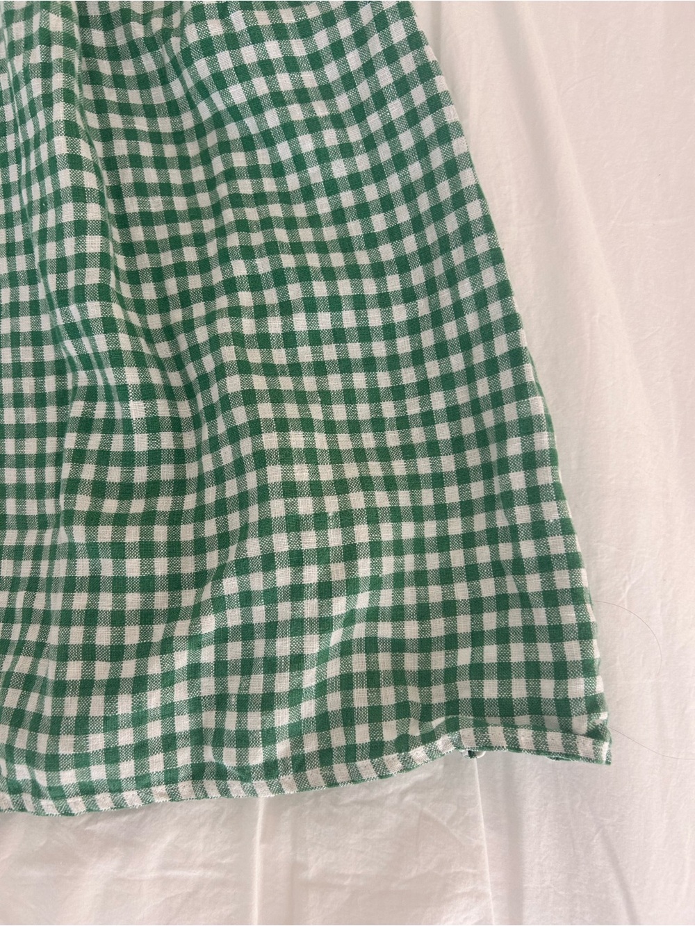 Reformation Dawson Dress - Green Gingham Smocked Tie-Shoulder Mini Dress - Picture 6 of 6